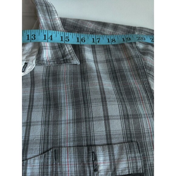 Authentic Dickies Mens Plaid Button Up Short‎ Sleeve Shirt Cotton Gray Size XL - Picture 8 of 11